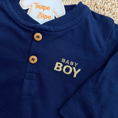 Conj. Blusa Manga Longa Baby Boy e Calça de Moletom - Marinho